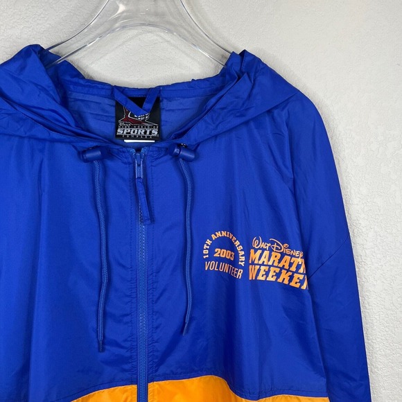 Disney Women Colorblock Marathon Vol Windbreaker Jacket Blue Yellow Size XL Co - Picture 4 of 15